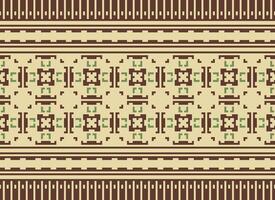 Geometric ethnic pattern. Pixel pattern. Design for clothing, fabric, background, wallpaper, wrapping, batik. Knitwear, Embroidery style. Aztec geometric art ornament print. Vector illustration.