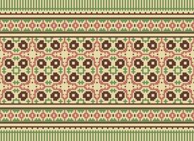 Geometric ethnic pattern. Pixel pattern. Design for clothing, fabric, background, wallpaper, wrapping, batik. Knitwear, Embroidery style. Aztec geometric art ornament print. Vector illustration.