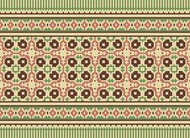 Geometric ethnic pattern. Pixel pattern. Design for clothing, fabric, background, wallpaper, wrapping, batik. Knitwear, Embroidery style. Aztec geometric art ornament print. Vector illustration.