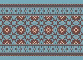Geometric ethnic pattern. Pixel pattern. Design for clothing, fabric, background, wallpaper, wrapping, batik. Knitwear, Embroidery style. Aztec geometric art ornament print. Vector illustration.