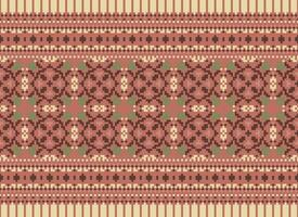 Geometric ethnic pattern. Pixel pattern. Design for clothing, fabric, background, wallpaper, wrapping, batik. Knitwear, Embroidery style. Aztec geometric art ornament print. Vector illustration.