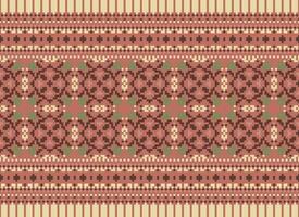 Geometric ethnic pattern. Pixel pattern. Design for clothing, fabric, background, wallpaper, wrapping, batik. Knitwear, Embroidery style. Aztec geometric art ornament print. Vector illustration.