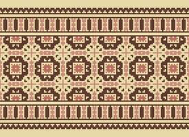Geometric ethnic pattern. Pixel pattern. Design for clothing, fabric, background, wallpaper, wrapping, batik. Knitwear, Embroidery style. Aztec geometric art ornament print. Vector illustration.