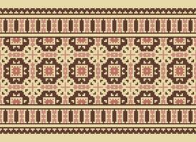 Geometric ethnic pattern. Pixel pattern. Design for clothing, fabric, background, wallpaper, wrapping, batik. Knitwear, Embroidery style. Aztec geometric art ornament print. Vector illustration.