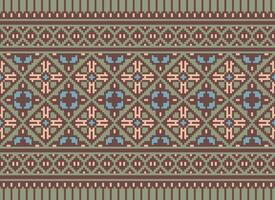Geometric ethnic pattern. Pixel pattern. Design for clothing, fabric, background, wallpaper, wrapping, batik. Knitwear, Embroidery style. Aztec geometric art ornament print. Vector illustration.