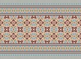 Geometric ethnic pattern. Pixel pattern. Design for clothing, fabric, background, wallpaper, wrapping, batik. Knitwear, Embroidery style. Aztec geometric art ornament print. Vector illustration.
