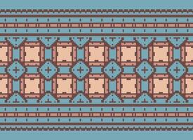 Geometric ethnic pattern. Pixel pattern. Design for clothing, fabric, background, wallpaper, wrapping, batik. Knitwear, Embroidery style. Aztec geometric art ornament print. Vector illustration.