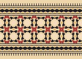 Geometric ethnic pattern. Pixel pattern. Design for clothing, fabric, background, wallpaper, wrapping, batik. Knitwear, Embroidery style. Aztec geometric art ornament print. Vector illustration.