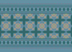 Geometric ethnic pattern. Pixel pattern. Design for clothing, fabric, background, wallpaper, wrapping, batik. Knitwear, Embroidery style. Aztec geometric art ornament print. Vector illustration.