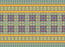 Geometric ethnic pattern. Pixel pattern. Design for clothing, fabric, background, wallpaper, wrapping, batik. Knitwear, Embroidery style. Aztec geometric art ornament print. Vector illustration.