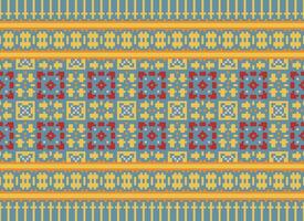 Geometric ethnic pattern. Pixel pattern. Design for clothing, fabric, background, wallpaper, wrapping, batik. Knitwear, Embroidery style. Aztec geometric art ornament print. Vector illustration.