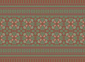 Geometric ethnic pattern. Pixel pattern. Design for clothing, fabric, background, wallpaper, wrapping, batik. Knitwear, Embroidery style. Aztec geometric art ornament print. Vector illustration.
