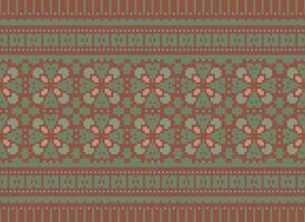 Geometric ethnic pattern. Pixel pattern. Design for clothing, fabric, background, wallpaper, wrapping, batik. Knitwear, Embroidery style. Aztec geometric art ornament print. Vector illustration.