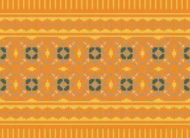 Geometric ethnic pattern. Pixel pattern. Design for clothing, fabric, background, wallpaper, wrapping, batik. Knitwear, Embroidery style. Aztec geometric art ornament print. Vector illustration.