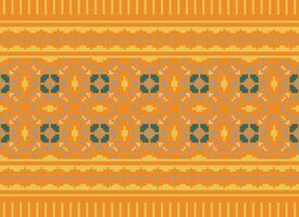 Geometric ethnic pattern. Pixel pattern. Design for clothing, fabric, background, wallpaper, wrapping, batik. Knitwear, Embroidery style. Aztec geometric art ornament print. Vector illustration.