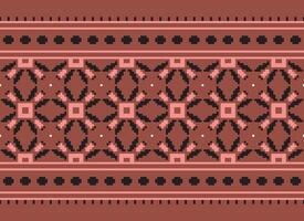 Geometric ethnic pattern. Pixel pattern. Design for clothing, fabric, background, wallpaper, wrapping, batik. Knitwear, Embroidery style. Aztec geometric art ornament print. Vector illustration.