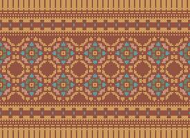 Geometric ethnic pattern. Pixel pattern. Design for clothing, fabric, background, wallpaper, wrapping, batik. Knitwear, Embroidery style. Aztec geometric art ornament print. Vector illustration.