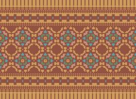 Geometric ethnic pattern. Pixel pattern. Design for clothing, fabric, background, wallpaper, wrapping, batik. Knitwear, Embroidery style. Aztec geometric art ornament print. Vector illustration.