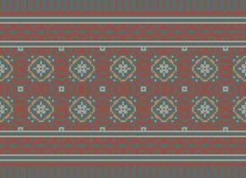 Geometric ethnic pattern. Pixel pattern. Design for clothing, fabric, background, wallpaper, wrapping, batik. Knitwear, Embroidery style. Aztec geometric art ornament print. Vector illustration.