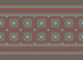 Geometric ethnic pattern. Pixel pattern. Design for clothing, fabric, background, wallpaper, wrapping, batik. Knitwear, Embroidery style. Aztec geometric art ornament print. Vector illustration.