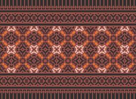 Geometric ethnic pattern. Pixel pattern. Design for clothing, fabric, background, wallpaper, wrapping, batik. Knitwear, Embroidery style. Aztec geometric art ornament print. Vector illustration.