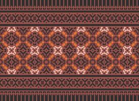 Geometric ethnic pattern. Pixel pattern. Design for clothing, fabric, background, wallpaper, wrapping, batik. Knitwear, Embroidery style. Aztec geometric art ornament print. Vector illustration.