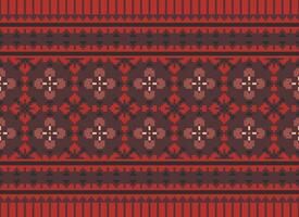 Geometric ethnic pattern. Pixel pattern. Design for clothing, fabric, background, wallpaper, wrapping, batik. Knitwear, Embroidery style. Aztec geometric art ornament print. Vector illustration.