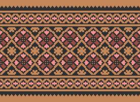 Geometric ethnic pattern. Pixel pattern. Design for clothing, fabric, background, wallpaper, wrapping, batik. Knitwear, Embroidery style. Aztec geometric art ornament print. Vector illustration.