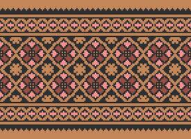 Geometric ethnic pattern. Pixel pattern. Design for clothing, fabric, background, wallpaper, wrapping, batik. Knitwear, Embroidery style. Aztec geometric art ornament print. Vector illustration.