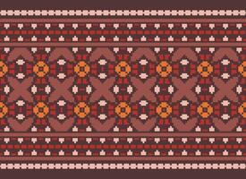Geometric ethnic pattern. Pixel pattern. Design for clothing, fabric, background, wallpaper, wrapping, batik. Knitwear, Embroidery style. Aztec geometric art ornament print. Vector illustration.