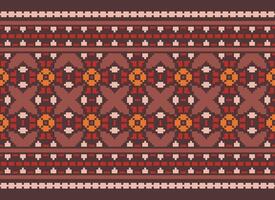 Geometric ethnic pattern. Pixel pattern. Design for clothing, fabric, background, wallpaper, wrapping, batik. Knitwear, Embroidery style. Aztec geometric art ornament print. Vector illustration.