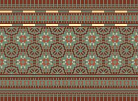 Geometric ethnic pattern. Pixel pattern. Design for clothing, fabric, background, wallpaper, wrapping, batik. Knitwear, Embroidery style. Aztec geometric art ornament print. Vector illustration.