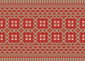 Geometric ethnic pattern. Pixel pattern. Design for clothing, fabric, background, wallpaper, wrapping, batik. Knitwear, Embroidery style. Aztec geometric art ornament print. Vector illustration.