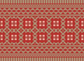 Geometric ethnic pattern. Pixel pattern. Design for clothing, fabric, background, wallpaper, wrapping, batik. Knitwear, Embroidery style. Aztec geometric art ornament print. Vector illustration.