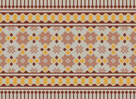 Geometric ethnic pattern. Pixel pattern. Design for clothing, fabric, background, wallpaper, wrapping, batik. Knitwear, Embroidery style. Aztec geometric art ornament print. Vector illustration.