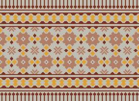 Geometric ethnic pattern. Pixel pattern. Design for clothing, fabric, background, wallpaper, wrapping, batik. Knitwear, Embroidery style. Aztec geometric art ornament print. Vector illustration.