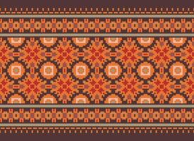 cross stitch traditional ethnic pattern paisley flower Ikat background abstract Aztec African Indonesian Indian seamless pattern for fabric print cloth dress carpet curtains and sarong vector