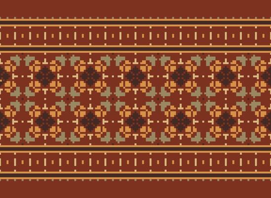 cross stitch traditional ethnic pattern paisley flower Ikat background abstract Aztec African Indonesian Indian seamless pattern for fabric print cloth dress carpet curtains and sarong