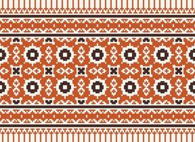 cross stitch traditional ethnic pattern paisley flower Ikat background abstract Aztec African Indonesian Indian seamless pattern for fabric print cloth dress carpet curtains and sarong vector