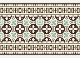 Geometric ethnic pattern. Pixel pattern. Design for clothing, fabric, background, wallpaper, wrapping, batik. Knitwear, Embroidery style. Aztec geometric art ornament print. Vector illustration.