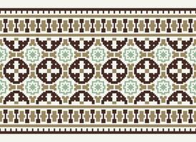 Geometric ethnic pattern. Pixel pattern. Design for clothing, fabric, background, wallpaper, wrapping, batik. Knitwear, Embroidery style. Aztec geometric art ornament print. Vector illustration.