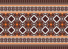 cross stitch traditional ethnic pattern paisley flower Ikat background abstract Aztec African Indonesian Indian seamless pattern for fabric print cloth dress carpet curtains and sarong vector