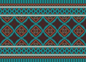 cross stitch traditional ethnic pattern paisley flower Ikat background abstract Aztec African Indonesian Indian seamless pattern for fabric print cloth dress carpet curtains and sarong vector