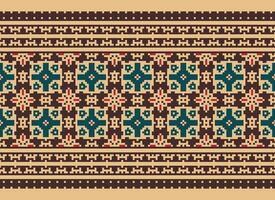 cross stitch traditional ethnic pattern paisley flower Ikat background abstract Aztec African Indonesian Indian seamless pattern for fabric print cloth dress carpet curtains and sarong vector