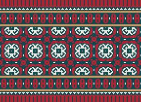 cross stitch traditional ethnic pattern paisley flower Ikat background abstract Aztec African Indonesian Indian seamless pattern for fabric print cloth dress carpet curtains and sarong vector