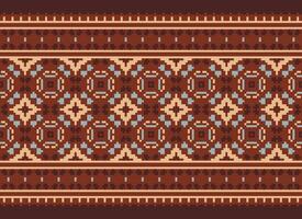 cross stitch traditional ethnic pattern paisley flower Ikat background abstract Aztec African Indonesian Indian seamless pattern for fabric print cloth dress carpet curtains and sarong vector