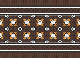 cross stitch traditional ethnic pattern paisley flower Ikat background abstract Aztec African Indonesian Indian seamless pattern for fabric print cloth dress carpet curtains and sarong vector