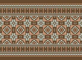Beautiful floral cross stitch pattern.geometric ethnic oriental pattern traditional background.Aztec style abstract vector illustration.design for texture,fabric,clothing,wrapping,decoration,carpet.