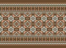 Beautiful floral cross stitch pattern.geometric ethnic oriental pattern traditional background.Aztec style abstract vector illustration.design for texture,fabric,clothing,wrapping,decoration,carpet.