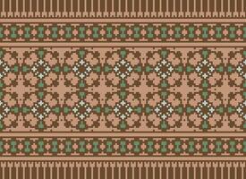 Beautiful floral cross stitch pattern.geometric ethnic oriental pattern traditional background.Aztec style abstract vector illustration.design for texture,fabric,clothing,wrapping,decoration,carpet.